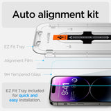 iPhone 14 Pro Max Spigen EZ Fit Glas.tR Screen Protection 2. Pcs - Case Friendly - Transparent