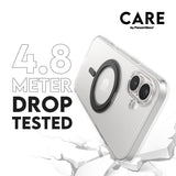 CARE by PanzerGlass iPhone 16 Plus Feature Kickstand Case - MagSafe Compatible - Transparent / Black