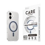 CARE by PanzerGlass iPhone 16 FLAGSHIP Urban Combat Case - MagSafe Compatible - Transparent / Coronet Blue