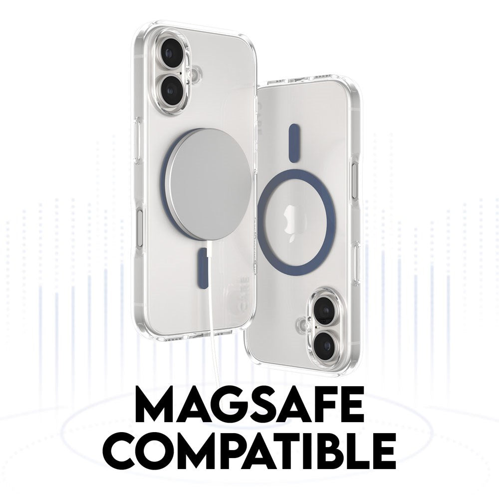CARE by PanzerGlass iPhone 16 Plus FLAGSHIP Urban Combat Case - MagSafe Compatible - Transparent / Coronet Blue