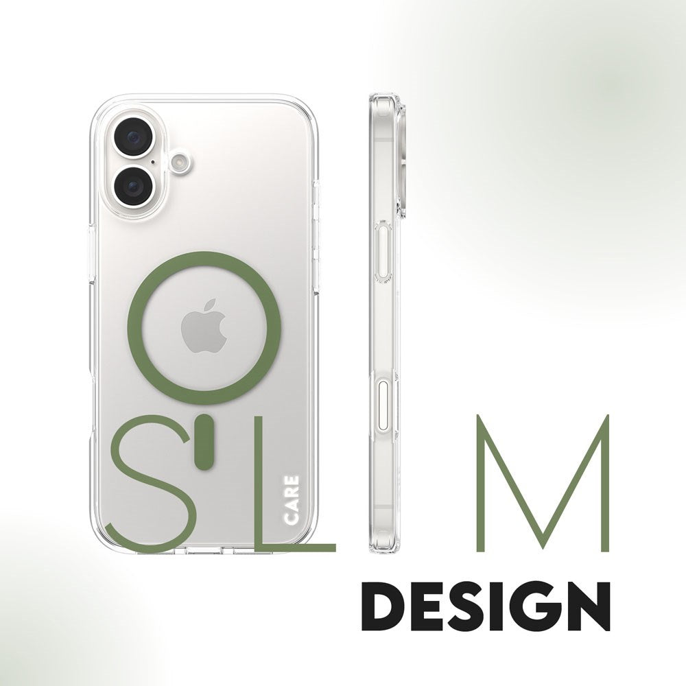 CARE by PanzerGlass iPhone 16 Plus FLAGSHIP Urban Combat Case - MagSafe Compatible - Transparent / Piquant Green