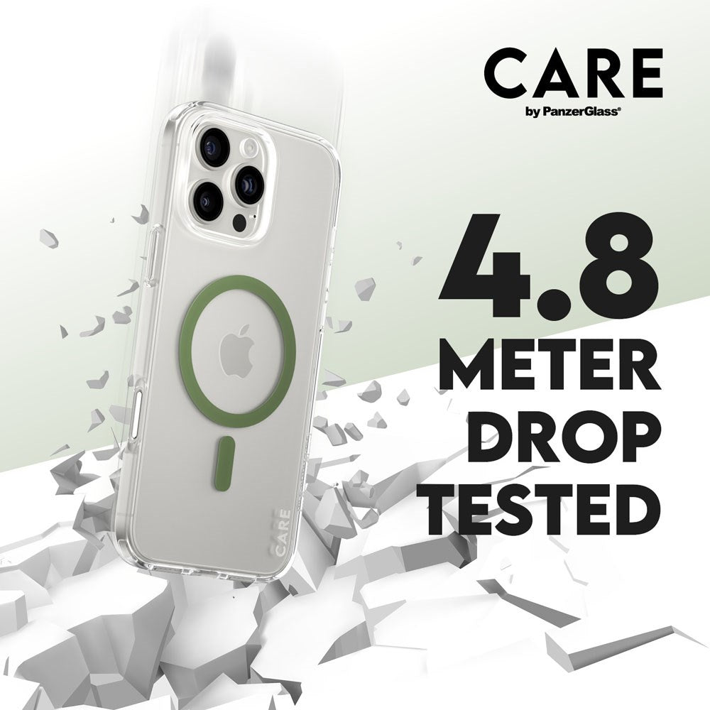 CARE by PanzerGlass iPhone 16 Pro Max FLAGSHIP Urban Combat Case - MagSafe Compatible - Transparent / Piquant Green