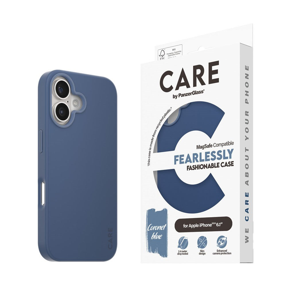 CARE by PanzerGlass iPhone 16 FASHION Fearlessly Fashionable Case - MagSafe Kompatibel - Coronet Blue