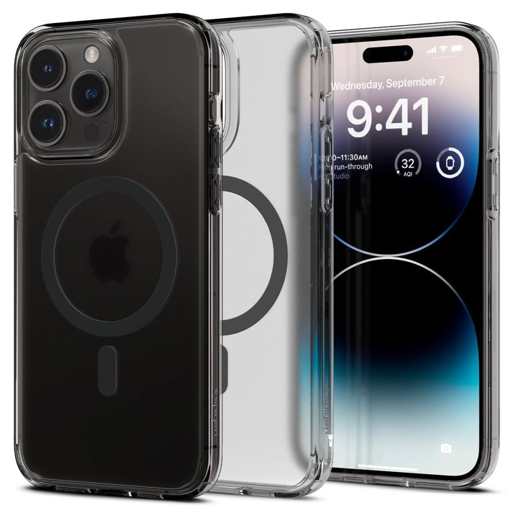 iPhone 14 Pro Max Spigen Ultra Hybrid Case - MagSafe Compatible - Matte Transparent / Frost Black