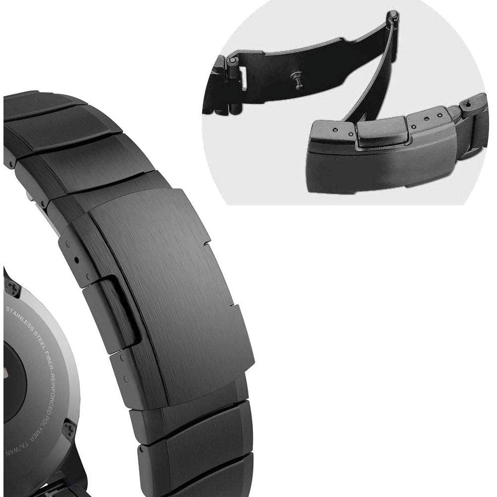 Universal Garmin 22mm QuickFit Tech-Protect Stainless Steel Strap - Black