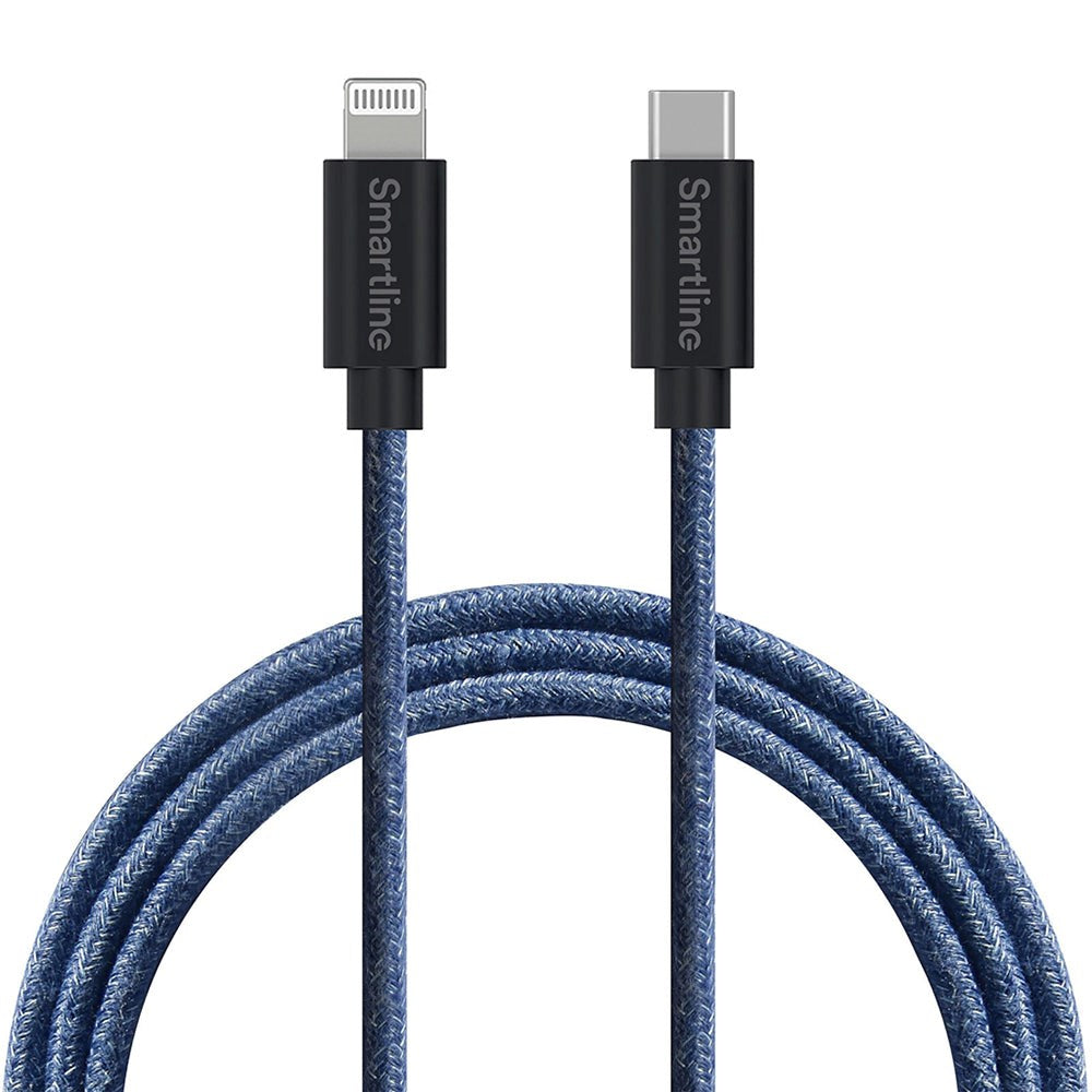 Smartline Fuzzy USB-C to Lightning Cable 2 w. - Blue