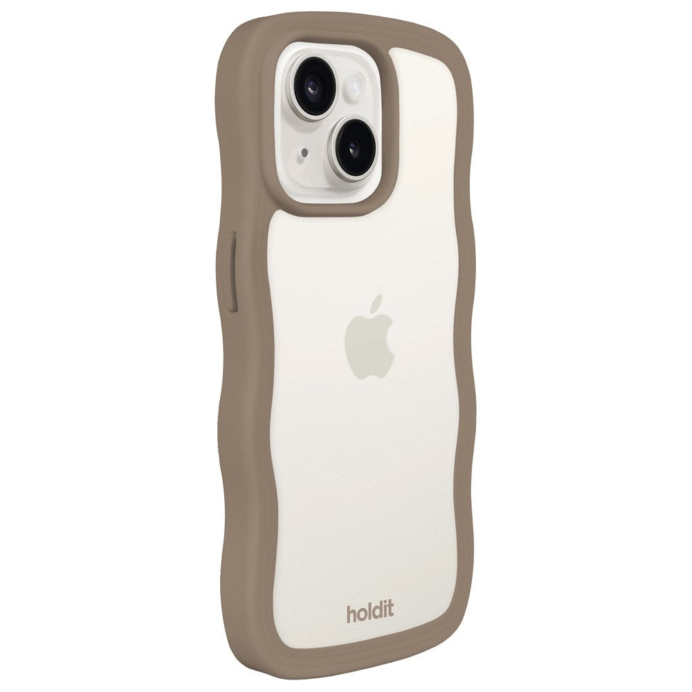 Holdit iPhone 15 / 14 / 13 Wavy Case - Mocha Brown / Transparent