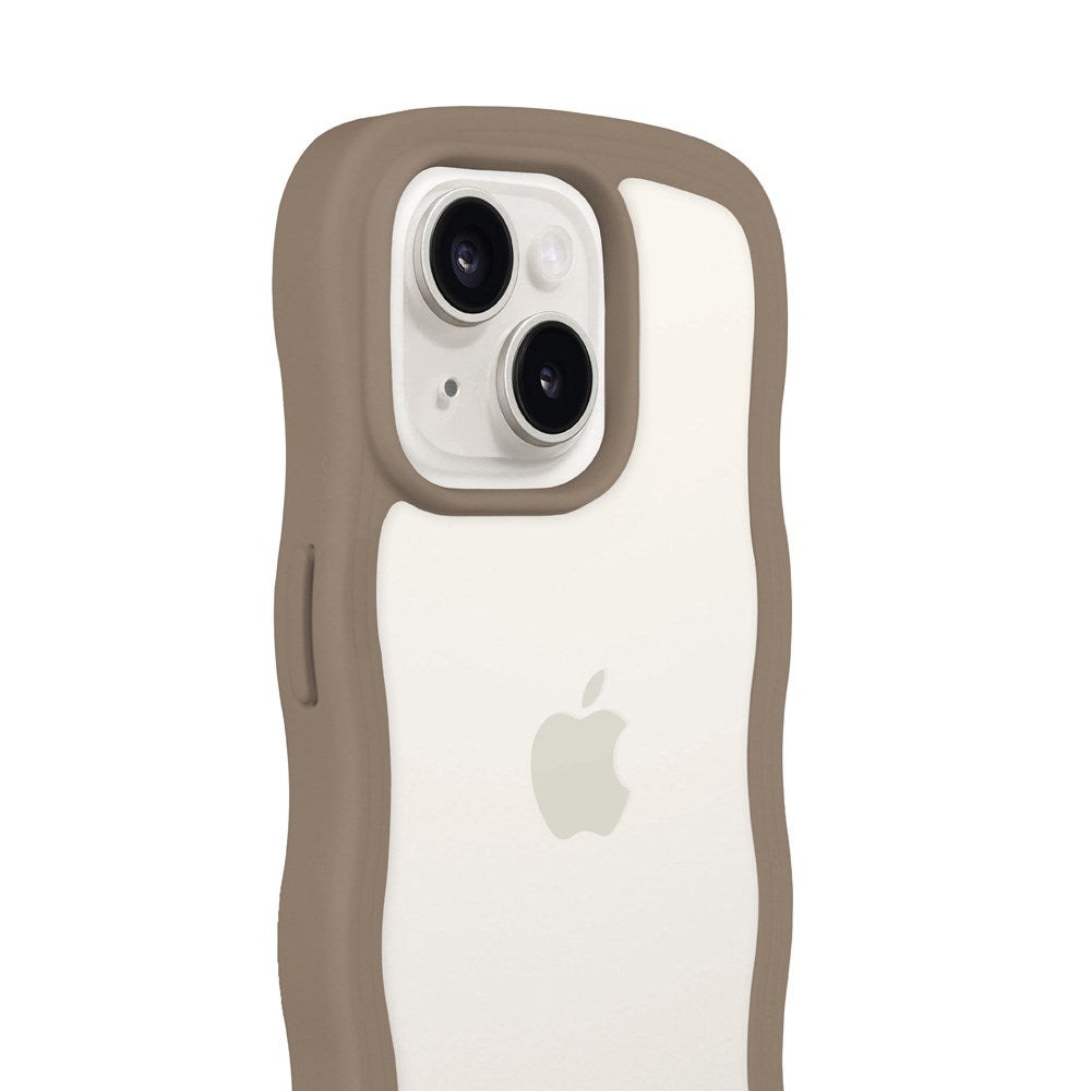 Holdit iPhone 15 / 14 / 13 Wavy Case - Mocha Brown / Transparent