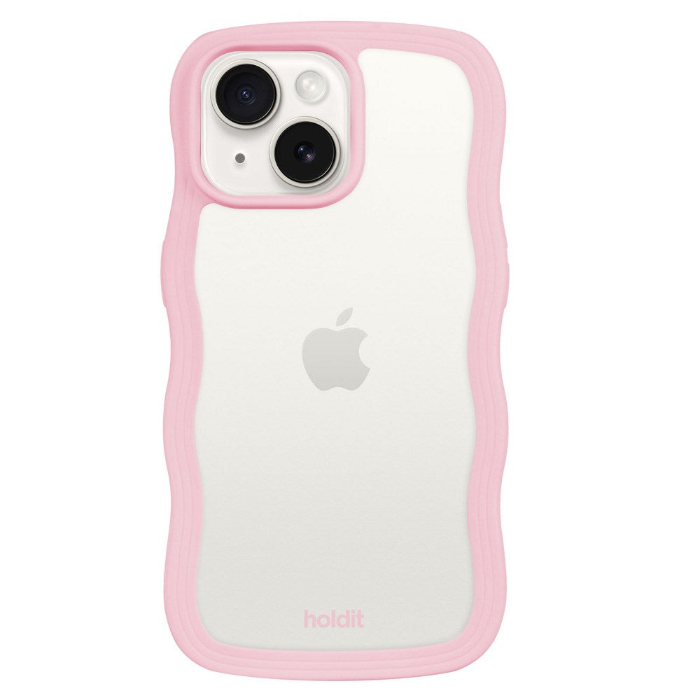 Holdit iPhone 15 / 14 / 13 Wavy Case - Pink / Transparent