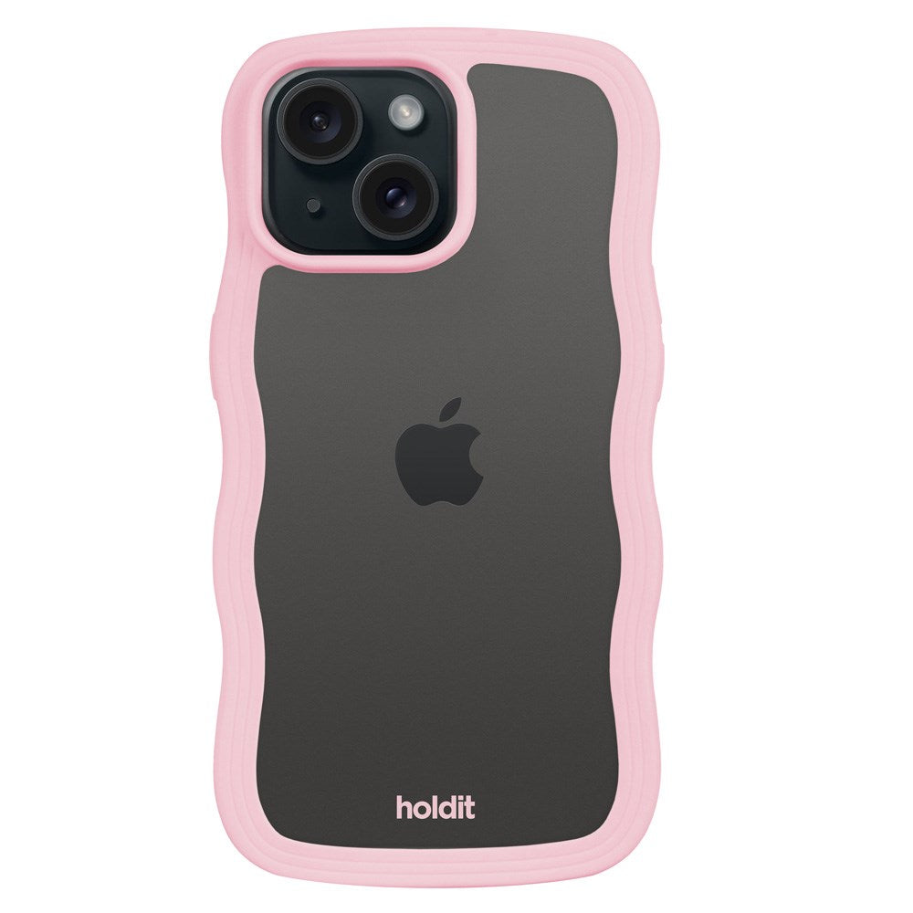 Holdit iPhone 15 / 14 / 13 Wavy Case - Pink / Transparent