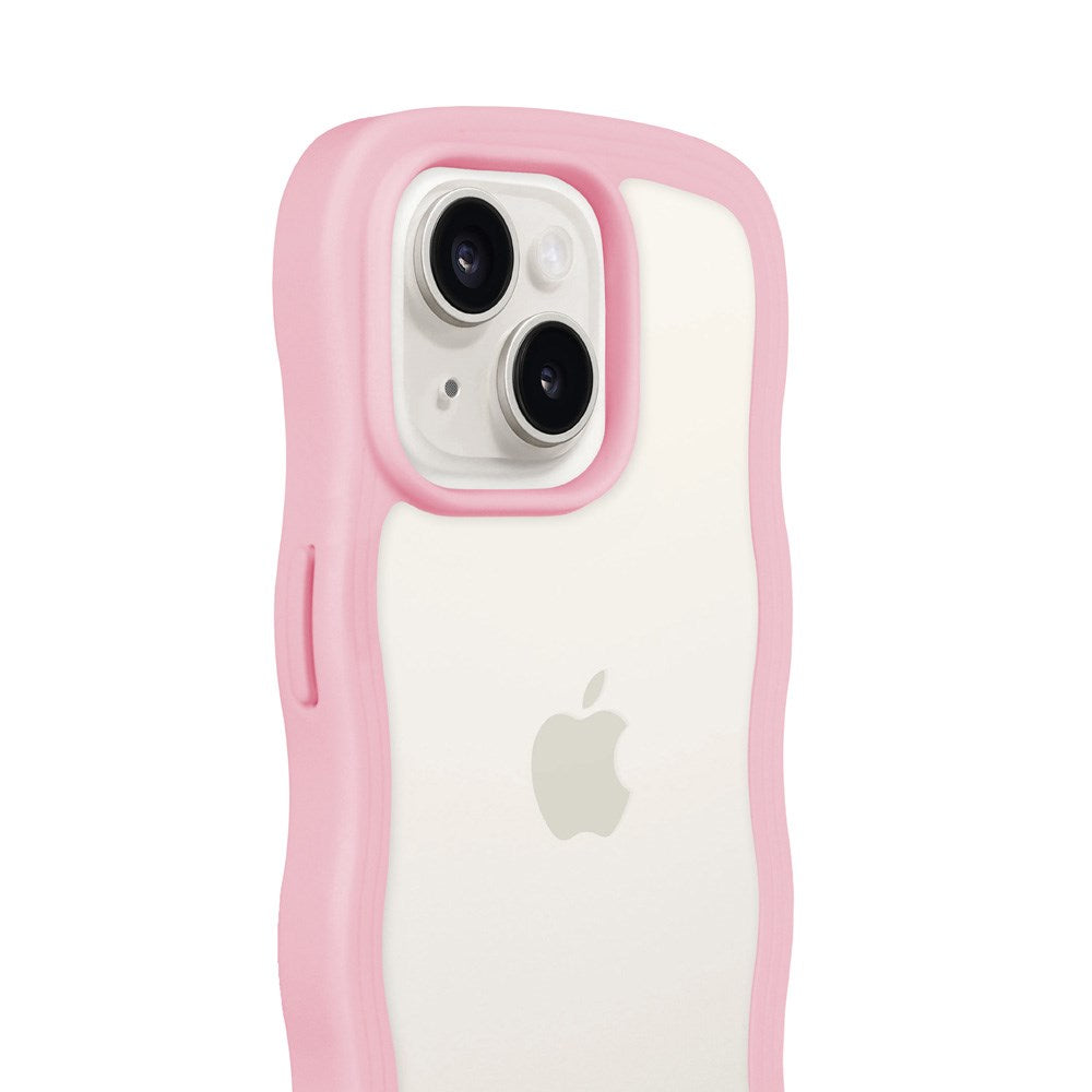 Holdit iPhone 15 / 14 / 13 Wavy Case - Pink / Transparent