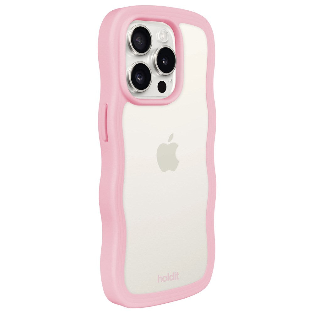 Holdit iPhone 14 Pro Wavy Case - Pink / Transparent