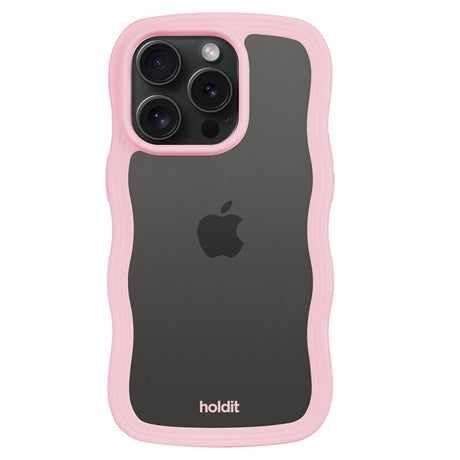 Holdit iPhone 14 Pro Max Wavy Case - Pink / Transparent