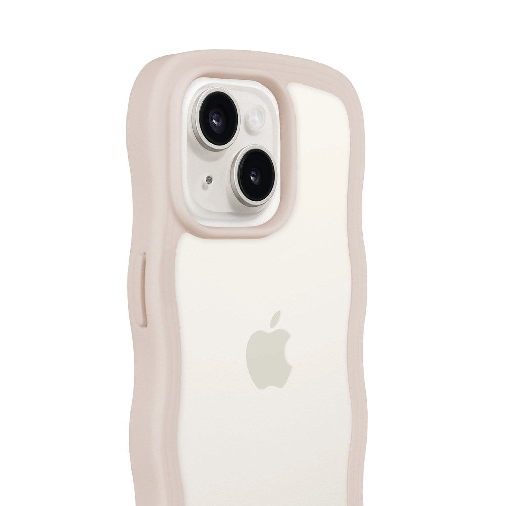 Holdit iPhone 15 / 14 / 13 Wavy Case - Light Beige / Transparent