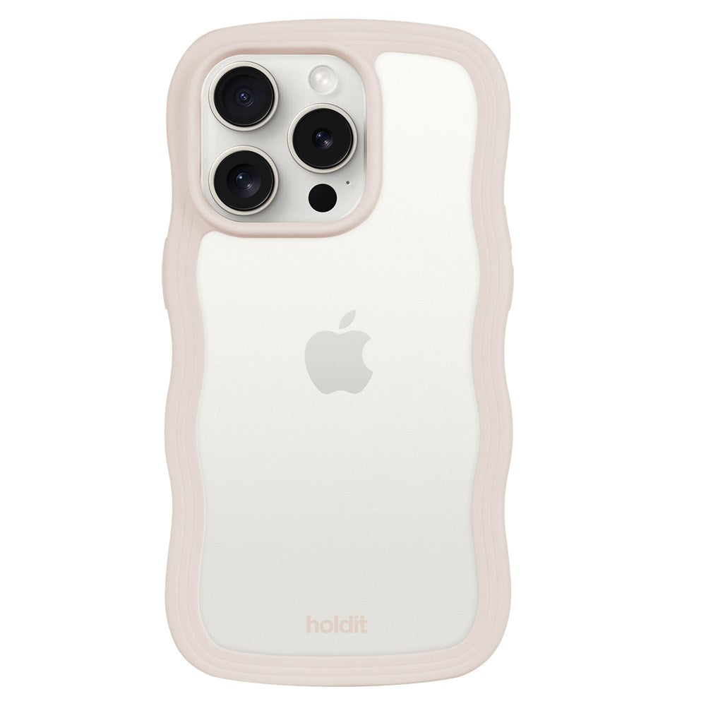 Holdit iPhone 14 Pro Max Wavy Case - Light Beige / Transparent