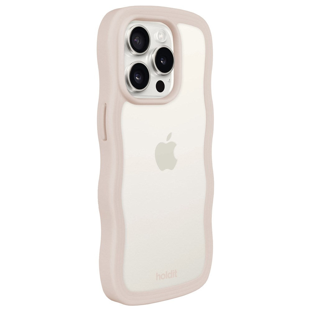 Holdit iPhone 14 Pro Max Wavy Case - Light Beige / Transparent