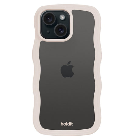 Holdit iPhone 15 Plus / 14 Plus Wavy Case - Light Beige / Transparent