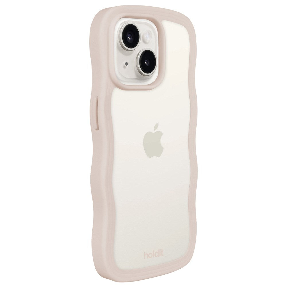 Holdit iPhone 15 Plus / 14 Plus Wavy Case - Light Beige / Transparent