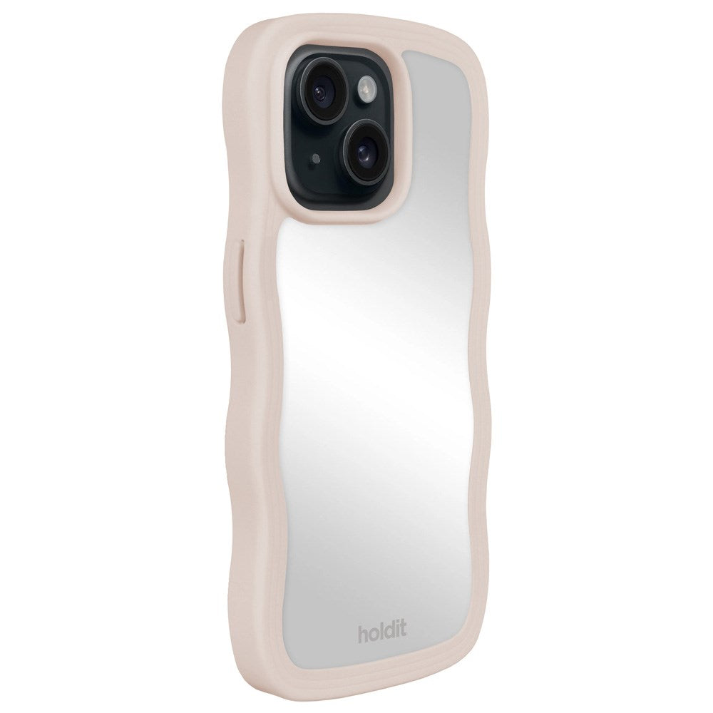 Holdit iPhone 15 / 14 / 13 Wavy Case - Light Beige / Mirror