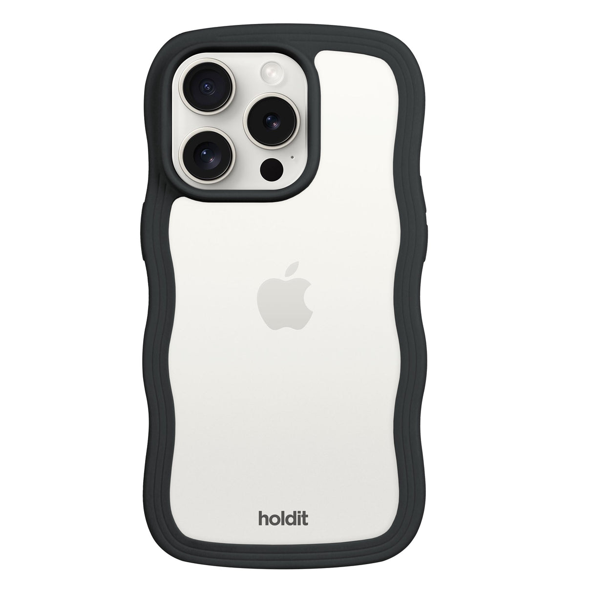 Holdit iPhone 15 Pro Max Wavy Case - Black / Transparent