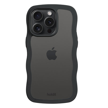 Holdit iPhone 14 Pro Wavy Cover - Black / Transparent