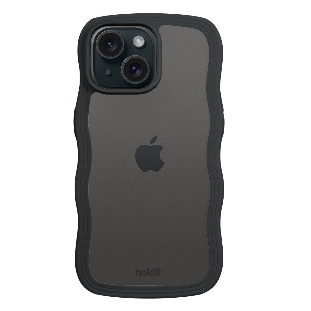 Holdit iPhone 15 / 14 / 13 Wavy Case - Black / Transparent