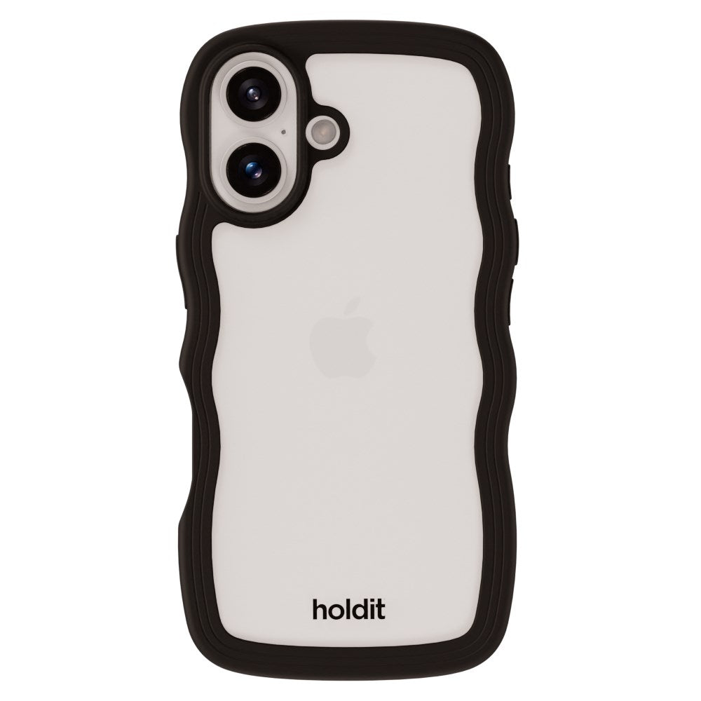 Holdit iPhone 16 Wavy Case - Black / Transparent