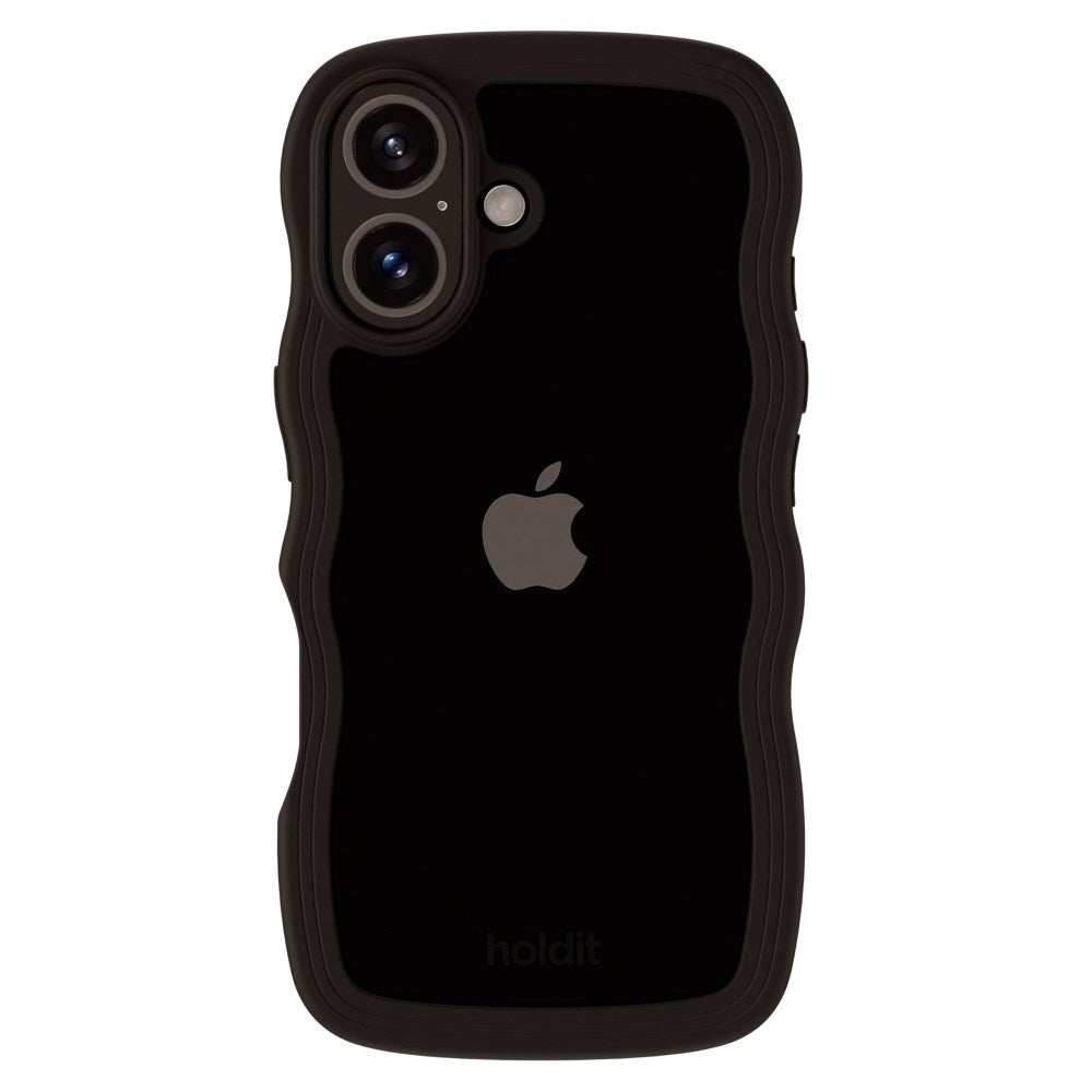 Holdit iPhone 16 Wavy Case - Black / Transparent