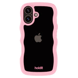 Holdit iPhone 16 Wavy Case - Pink  / Transparent