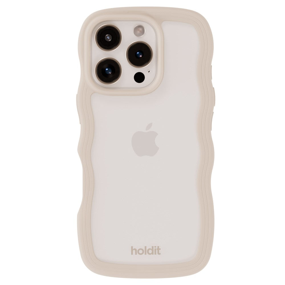 Holdit iPhone 16 Pro Wavy Case - Light Beige / Transparent