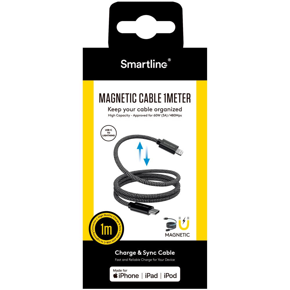 Smartline 60W Magnetic Cable USB-C to Lightning 1m - Black