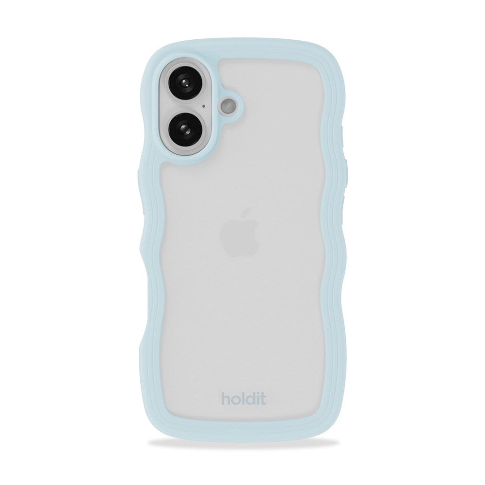 Holdit iPhone 16 Wavy Case - Mineral Blue / Transparent