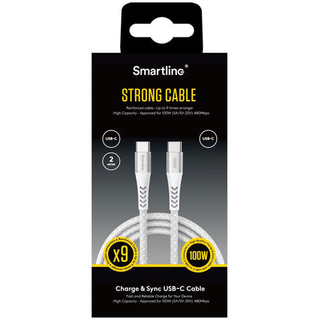 Smartline 100W USB-C to USB-C Cable 2 m. - White