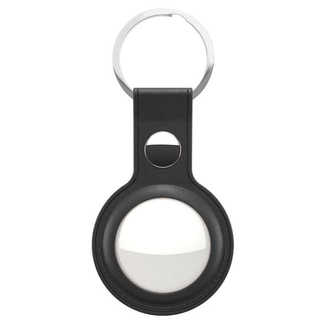 KeyBudz AirTag Keychain - Snap Ring - 2 Pack - Leather - Black