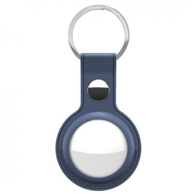 KeyBudz AirTag Keychain - Snap Ring - 1 Pack - Leather - Blue