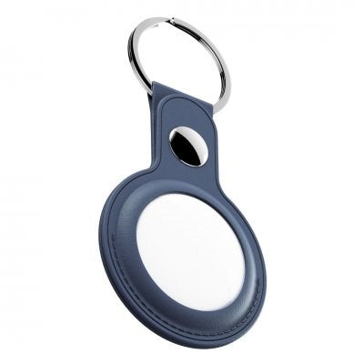 KeyBudz AirTag Keychain - Snap Ring - 1 Pack - Leather - Blue