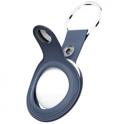 KeyBudz AirTag Keychain - Snap Ring - 1 Pack - Leather - Blue