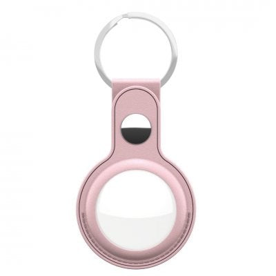 KeyBudz AirTag Keychain - Snap Ring - 1 Pack - Leather - Pink