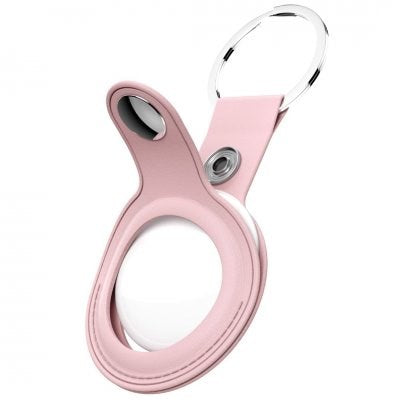 KeyBudz AirTag Keychain - Snap Ring - 2 Pack - Leather - Pink