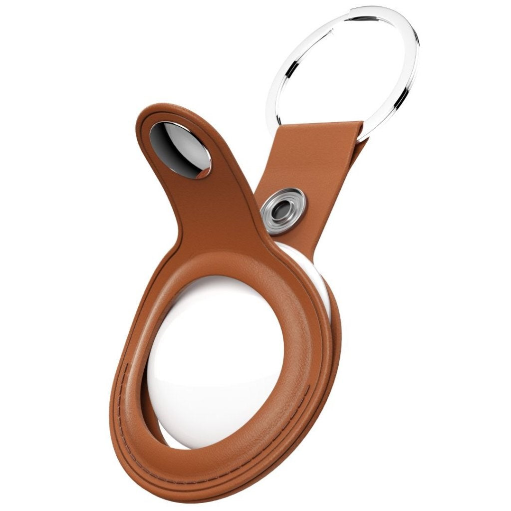 KeyBudz AirTag Keychain - Snap Ring - 1 Pack - Leather - Brown