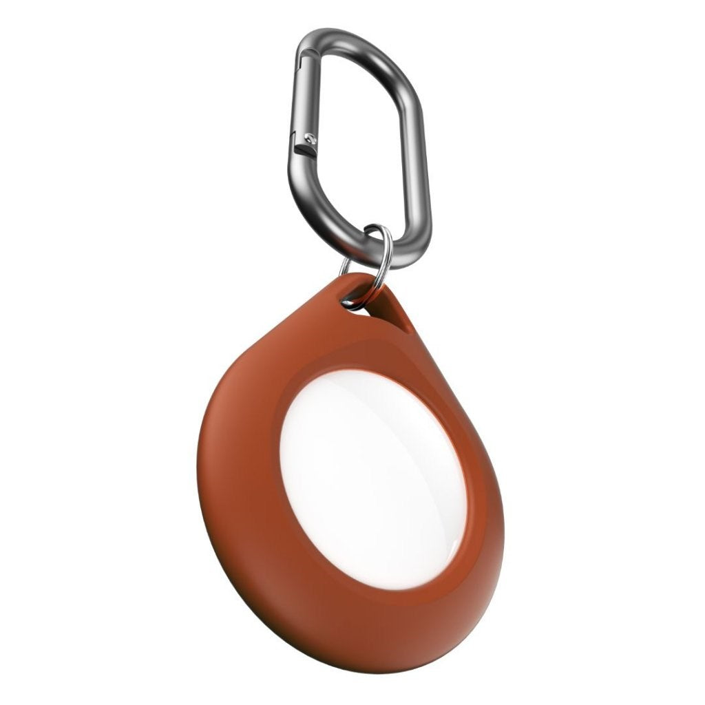 KeyBudz AirTag Silicone Keychain w. Carabiner - Secure Dock - 2 Pack - Brown