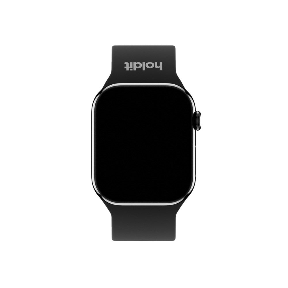 Apple Watch (42/44/SE/45/46/49mm) Holdit Silicone Watch Strap with Metal Buckle - Black