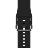 Apple Watch (42/44/SE/45/46/49mm) Holdit Silicone Watch Strap with Metal Buckle - Black