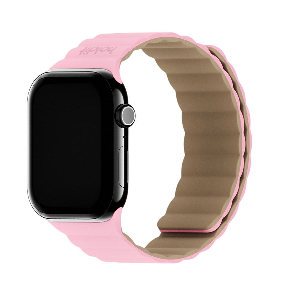Apple Watch (38/40/SE/41/42mm) Holdit Silicone Magnet Watch Strap - Pink / Beige