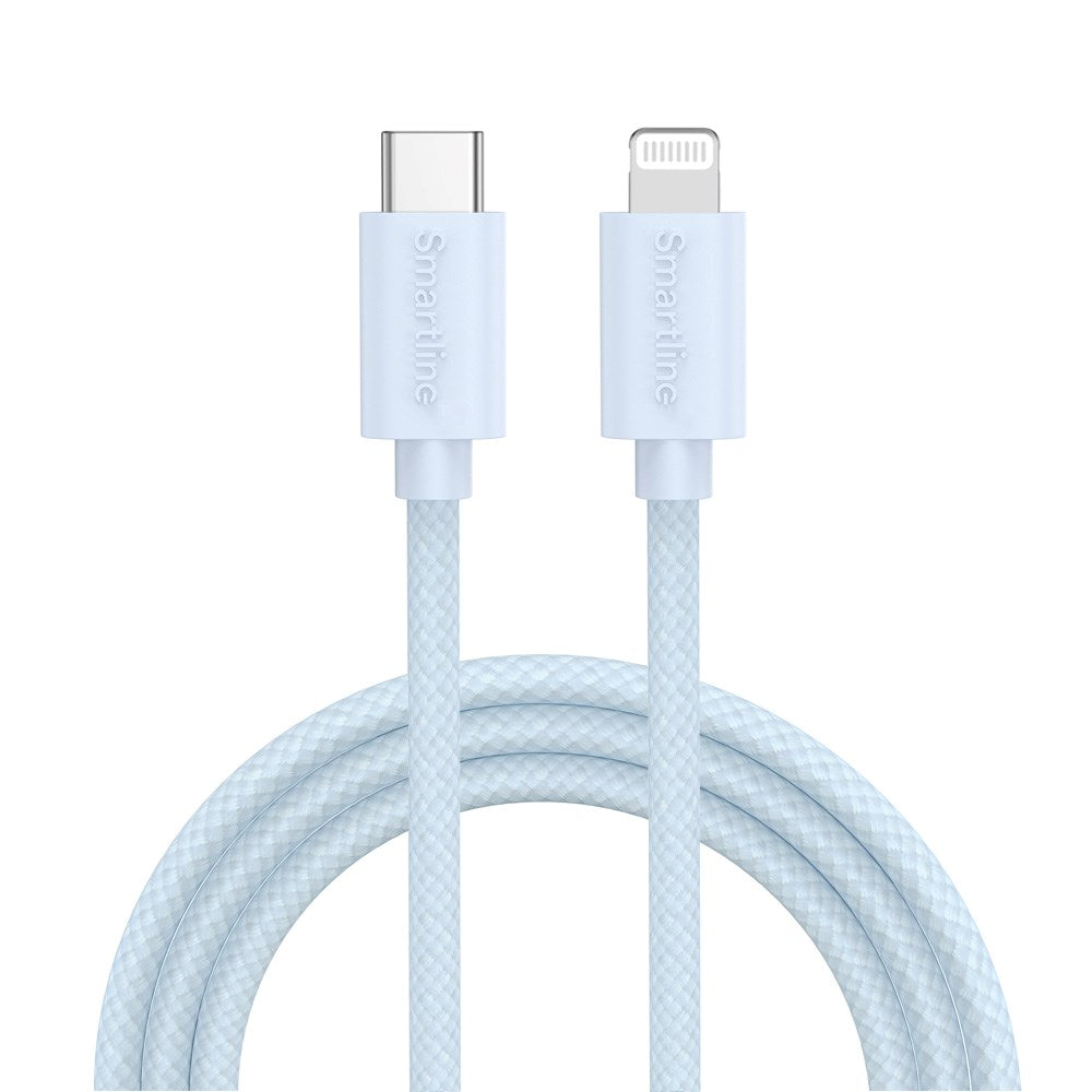 Smartline (3A/27W) USB-C to Lightning Braidy Cable 2m - Light Blue