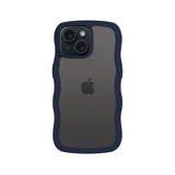 Holdit iPhone 16e / 15 / 14 / 13 Wavy Case - Midnight Blue / Transparent