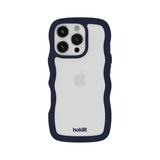 Holdit iPhone 16 Pro Wavy Case - Midnight Blue / Transparent