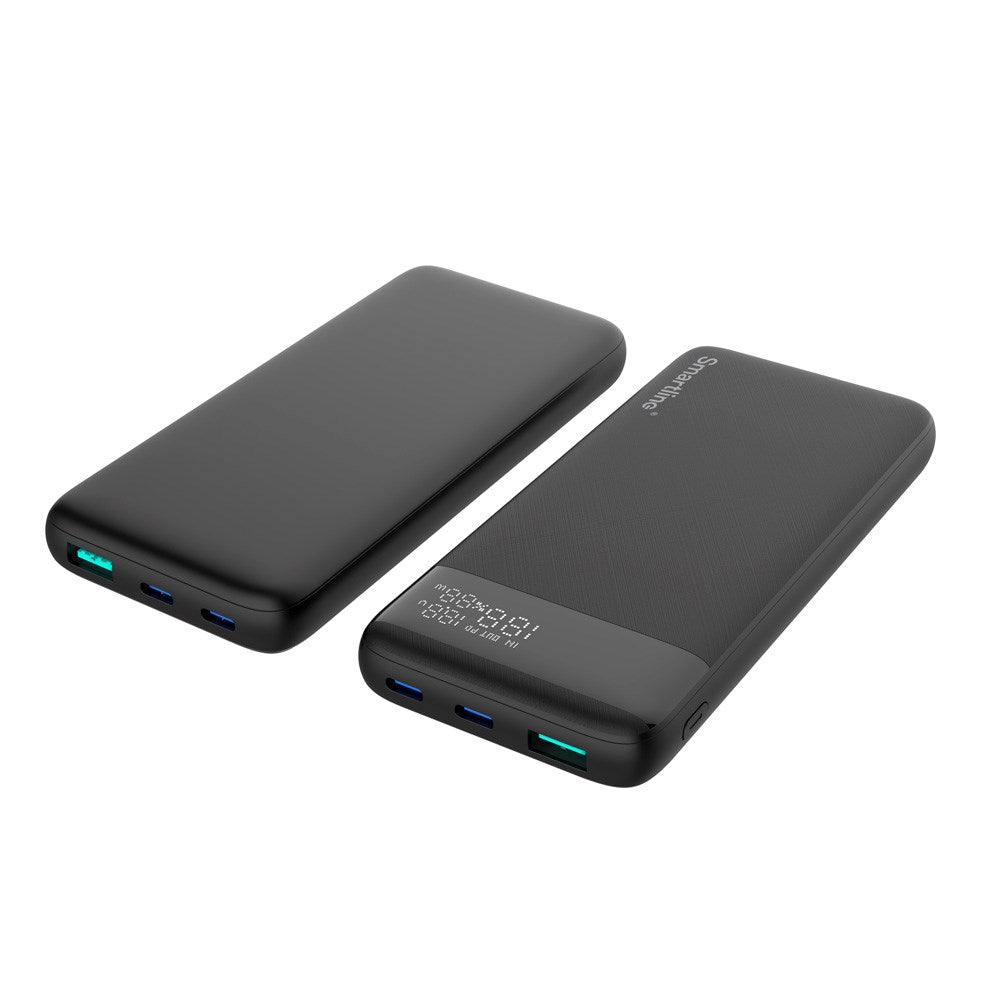 Smartline 10.000mAh Powerbank with PD / QC3.0 & LED-Display - Black