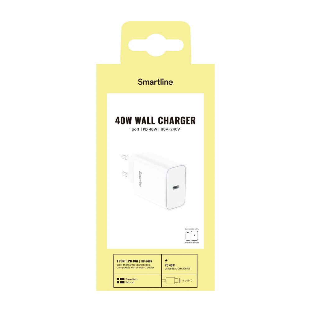 Smartline 40W Wall Charger with 1x USB-C - White