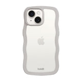 iPhone 16e / 15 / 14 / 13 Holdit Wavy Case - Wool Grey / Transparent